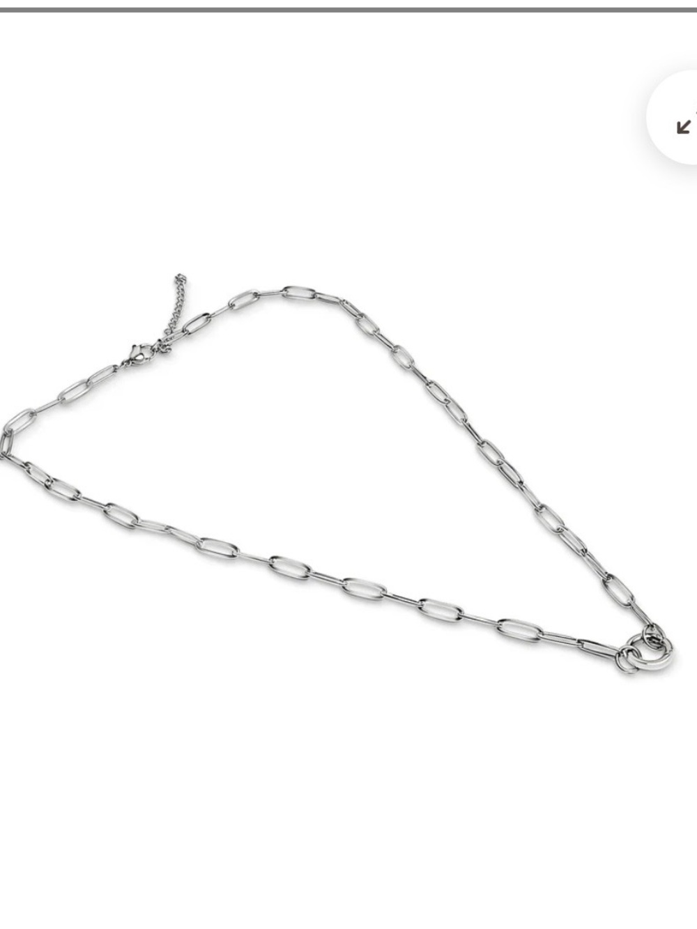 Silver Tone Paperclip Necklace with Interlocking Ring